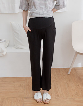 631116 Maternity Wear: Stretch Cotton Plain Straight Pants Yoga Waist M-XL $22.00