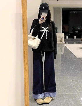 631489 孕婦褲 率性利落剪裁顯瘦褲腳格紋長褲 M-XXL NT.490