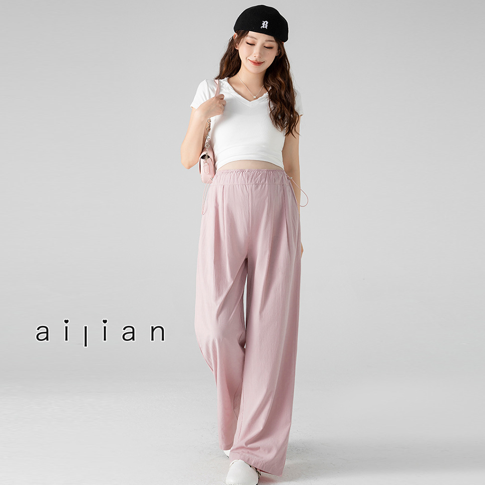 631524 孕婦褲 日系玩美時尚側拉繩空氣闊腿長褲 M-XXL $490