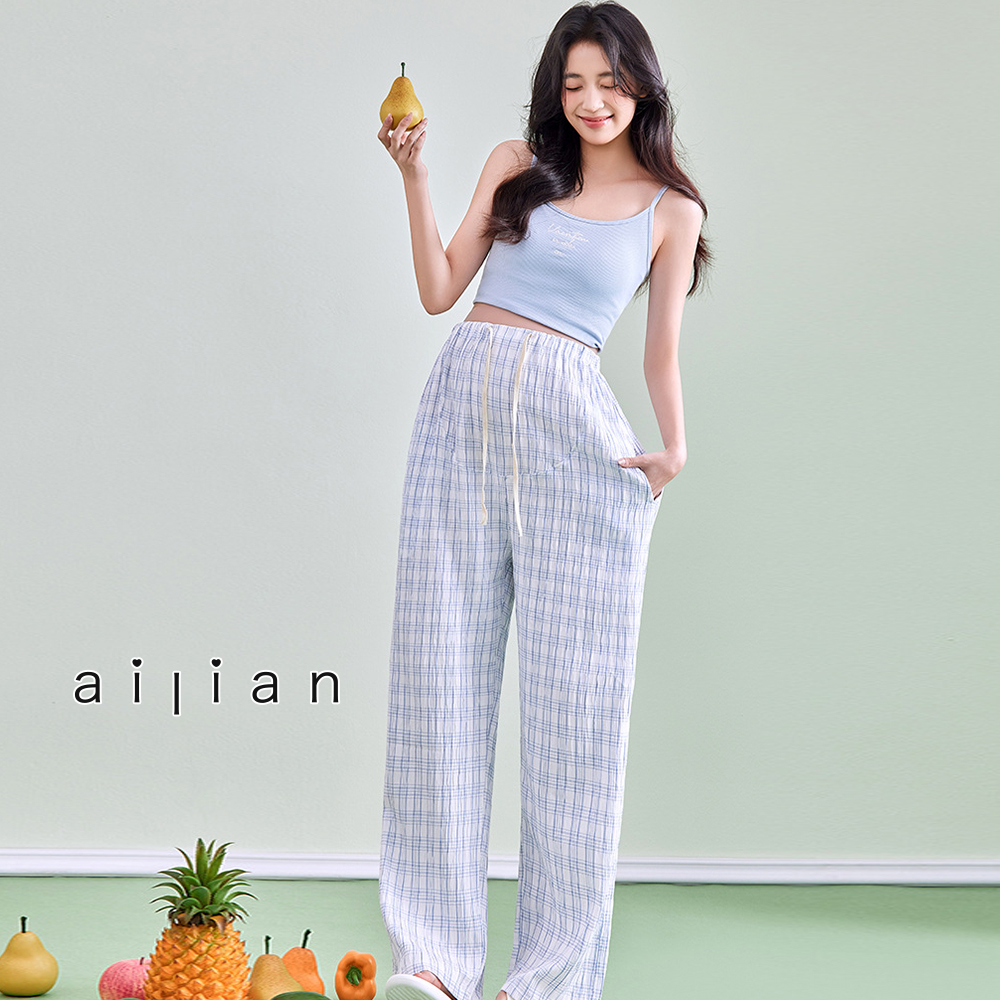 631541 孕婦褲 時尚百搭格紋輕柔直筒長褲 M-XL $490