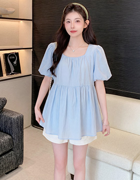 642432 孕婦裝 甜美方領泡泡短袖寬鬆百搭上衣 NT.432