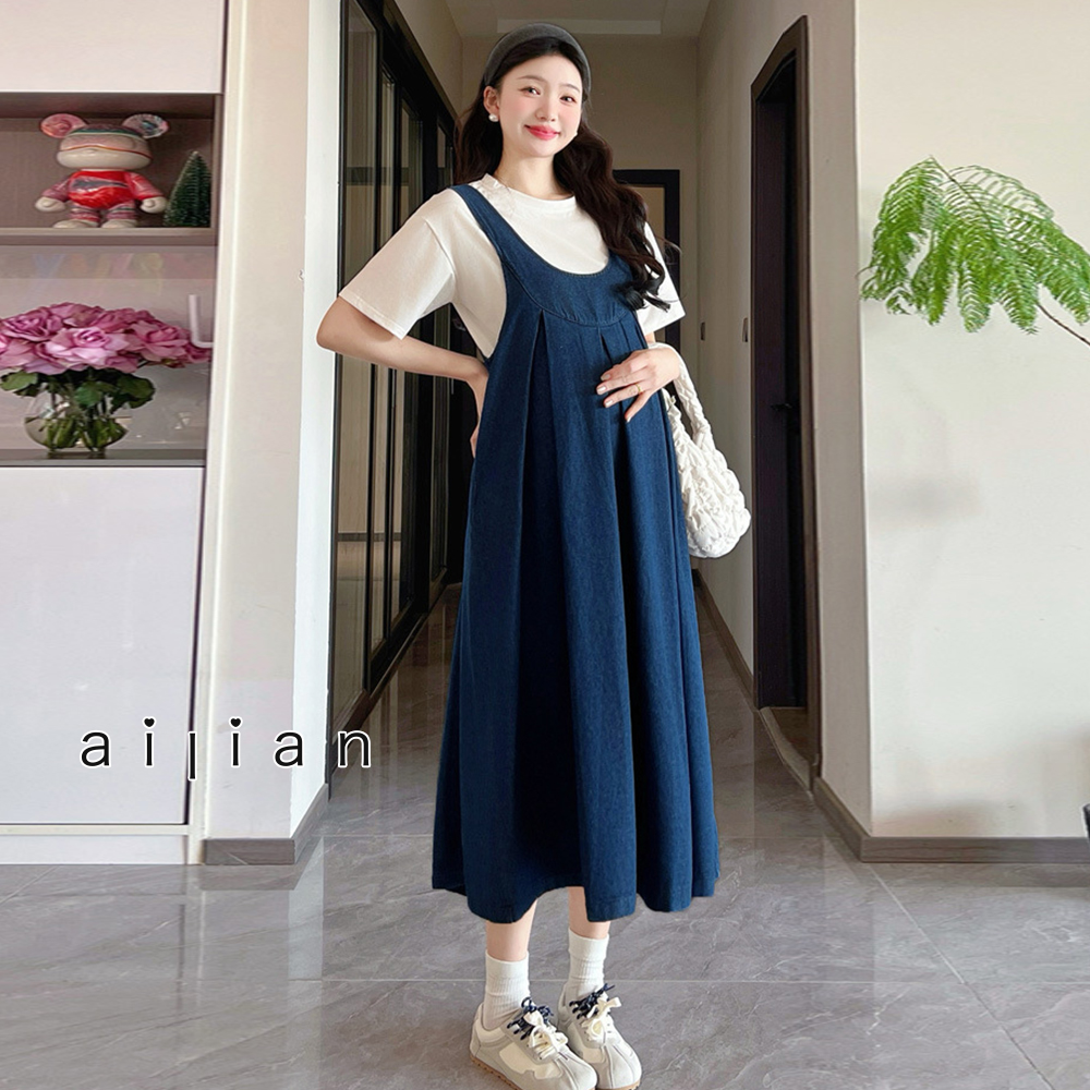 652356 孕婦裝 韓版百搭時尚後背蝴蝶結吊帶裙/洋裝 $690