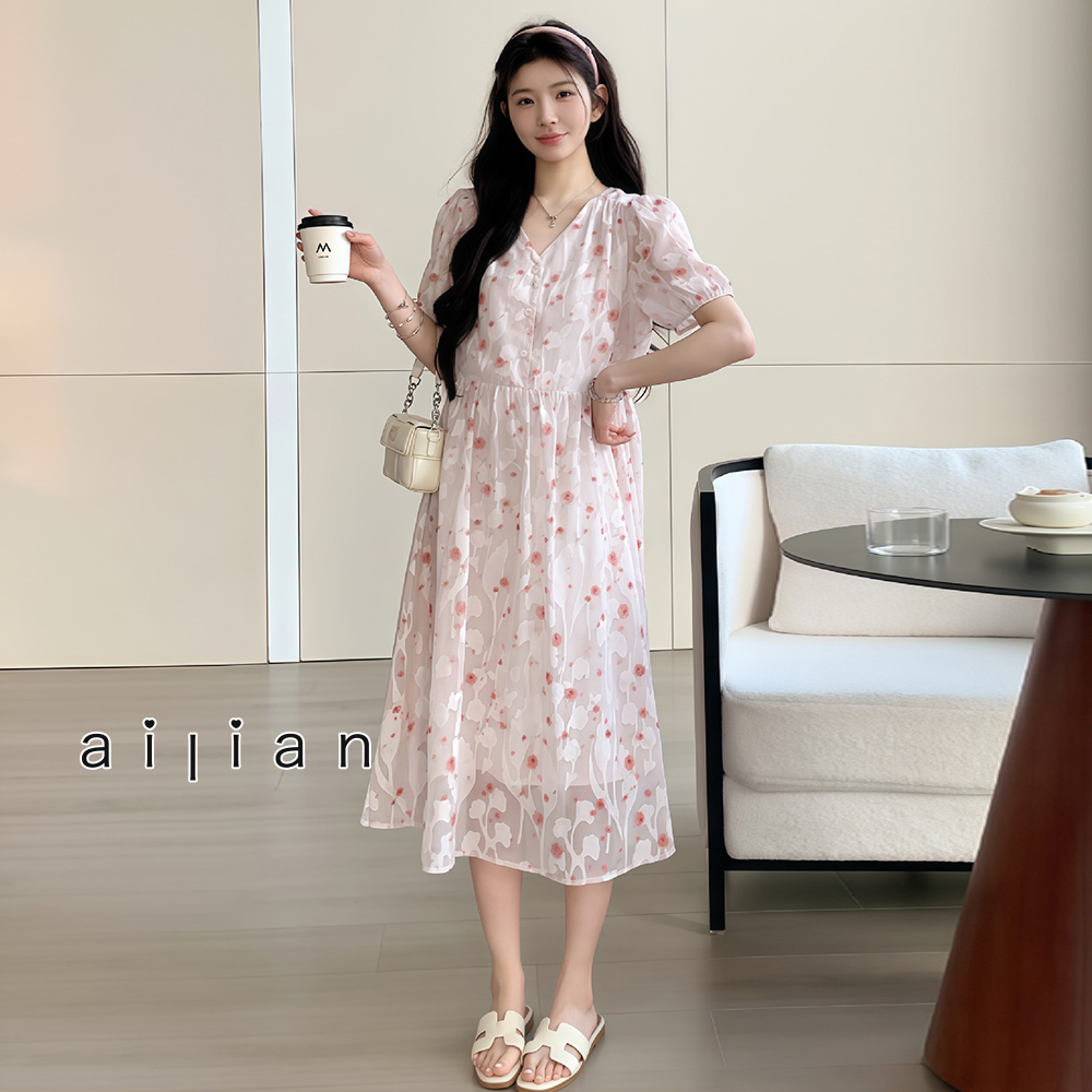652358 孕婦裝 韓版氣質時尚甜美碎花顯瘦洋裝 $690