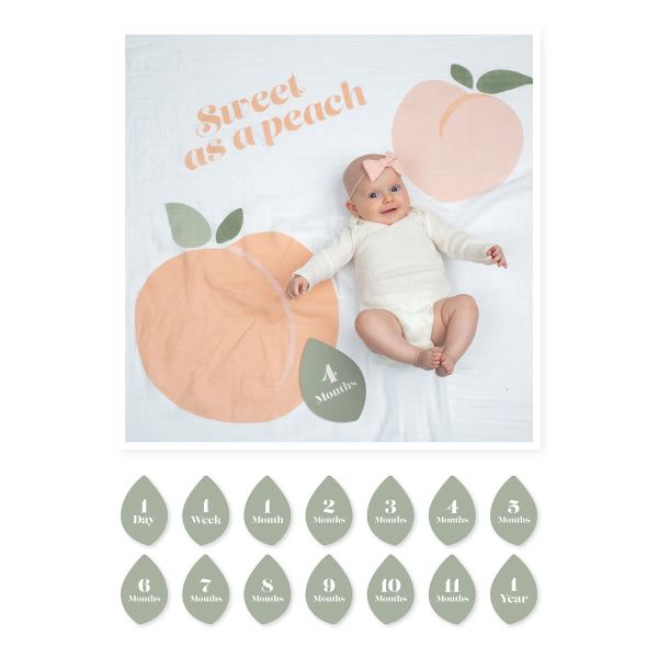 P000299 【lulujo】BABY'S FIRST YEAR 包巾卡片禮盒組(桃子) NT.680